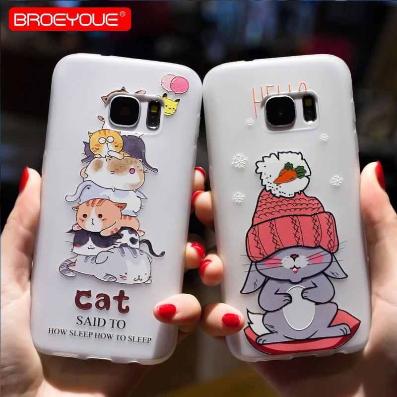 

BROEYOUE Case For Samsung Galaxy S7 Edge S8 Plus J3 J5 J7 A3 A5 A7 A8 2016 2017 2018 Cases 3D Relief TPU Silicone Phone Cases