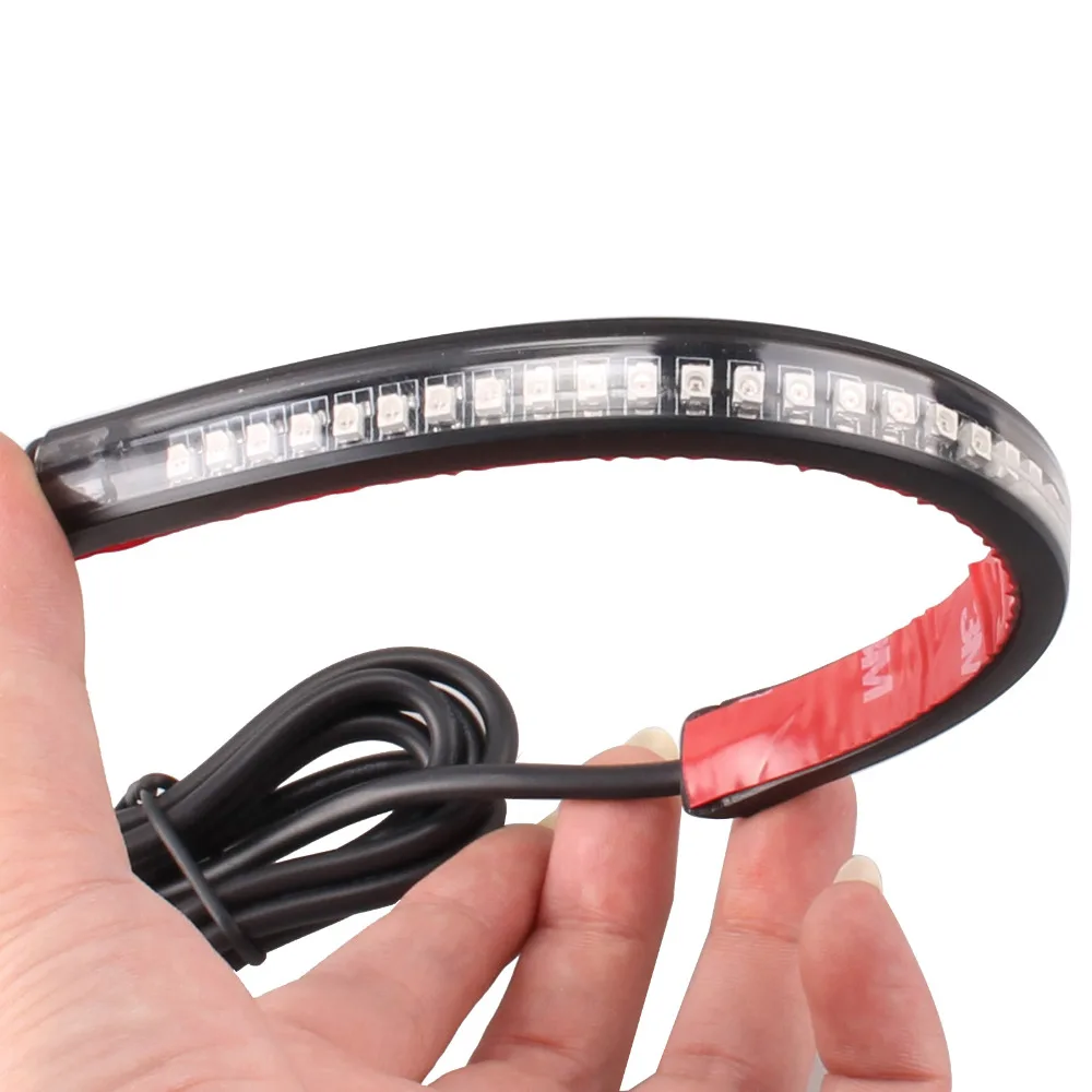 

Motorcycle Flexible Strip Tail Brake Stop Turn Signal License Plate Light Integrated 3528 Pasted 32 LED Red Amber Color Truck