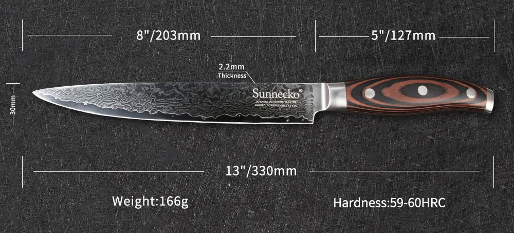 SUNNECKO 6 шт. набор кухонных ножей Дамаск шеф-повара для нарезки хлеба сантоку кухонные ножи японский VG10 стальной нож Pakka деревянная ручка