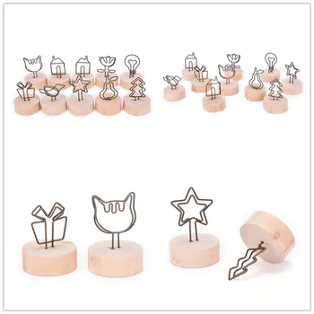 

Wooden Small Clamps Natural Wood Memo Pincer Clips Paper Photo Clip Holder Stand Ornament 9 styles