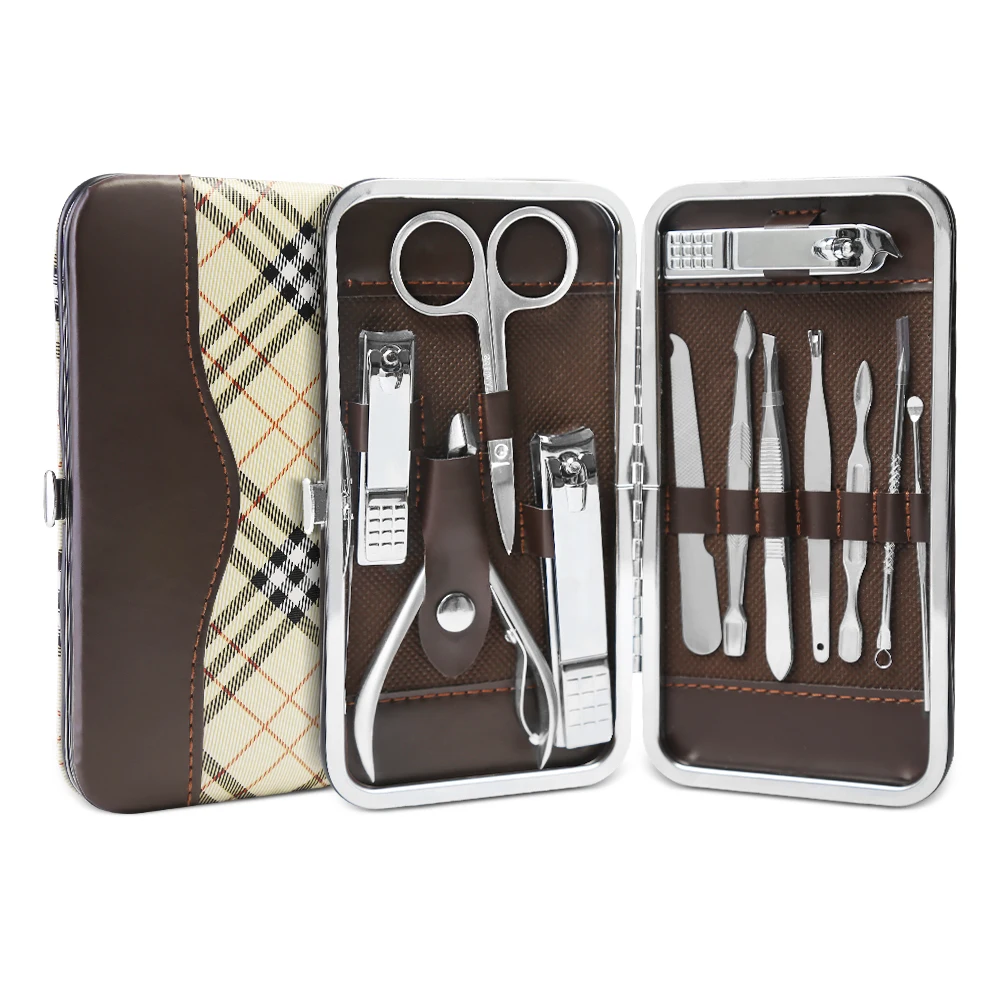 

ANLAN Nail Manicure Sets 12 PCS/set Nail Art Manicure Tools Set Nails Clipper Scissors Tweezer Knife Manicure Sets with Case