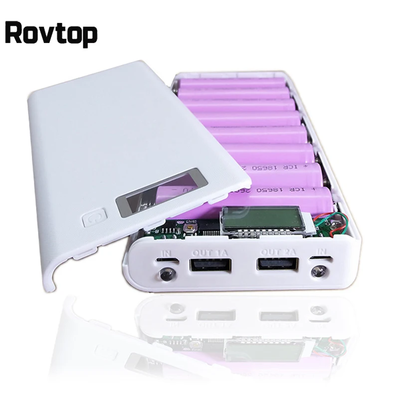 Внешний аккумулятор Rovtop 5 В 2 разъема USB 8*18650 зарядное устройство для мобильного