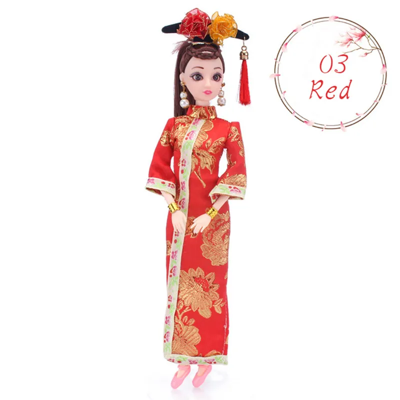 

New 2019 Beautiful Handmade Ancient-Costume High Quality Pretty Funny Dress Cheongsam and Hair Accessories For 30CM Doll#288388