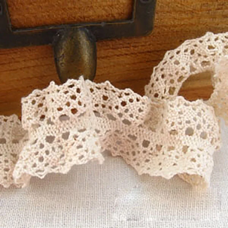 DIY Sewing Accessories Cheap Beige Cotton Knitted Elastic Lace Trims