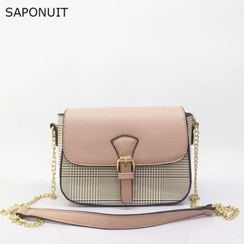 

SAPONUIT Crossbody Bags for Women 2019 New Fashion High Quality Plaid PU Leather Shoulder Bags Ladies bag