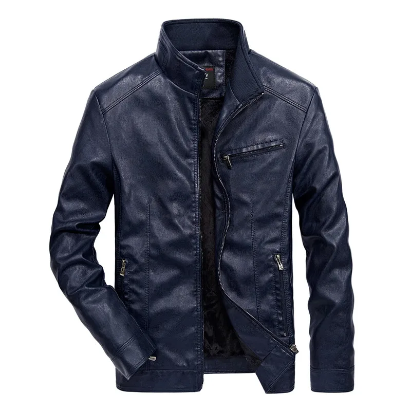 BOLUBAO, мужская кожаная куртка, новинка, модная куртка, Осень-зима, брендовая, повседневная, облегающая, непродуваемая, мужская, искусственная кожа, пальто - Цвет: Dark blue
