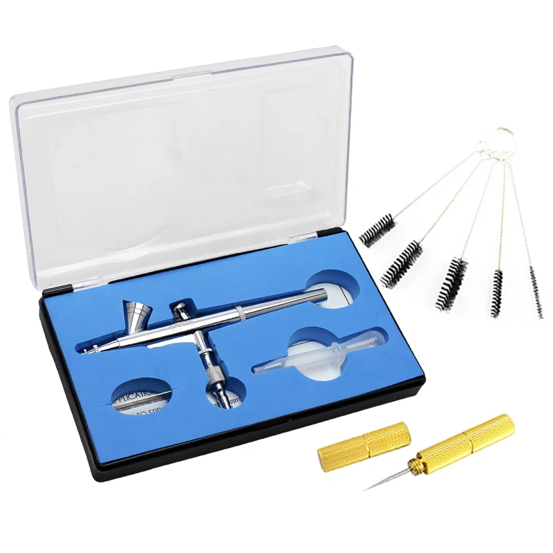  OPHIR 0.2mm Dual Action Airbrush Set Air Brush Spray Paint with Cleaning Kit for Model Hobby Nail A