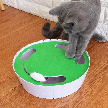 

Pet Automatic Toy Tease Cats Interactive Mouse Running Along the Track Turntable Toy Smart Teasing Cat Stick Crazy Game Turntabl