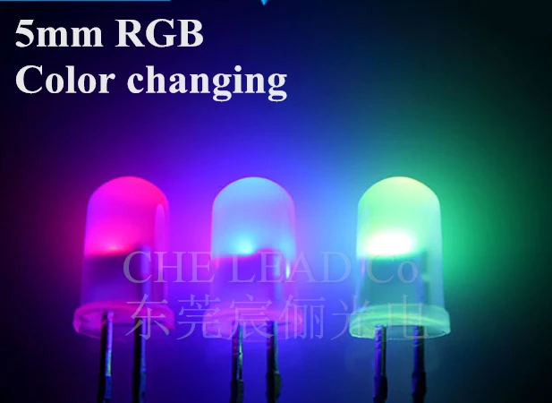 100 шт. Бесплатная доставка круглый светодиод 5 мм с изменением цвета RGB 3 0 в Диод
