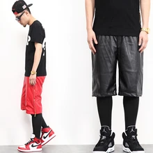 Поп, красивые мужские модные кожаные шорты дизайнерские для ПУ и золотой боковой молнии красные Повседневные Шорты Для Бега 2 цвета