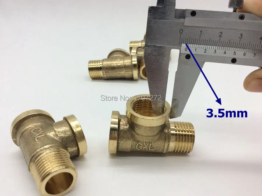 free shipping Copper pipe fitting G1/2" female and male tee Pipe