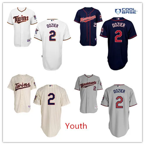 Kids Minnesota Twins Jersey #2 Brian Dozier Jersey Youth Authentic Stitched Cool Base Boys 