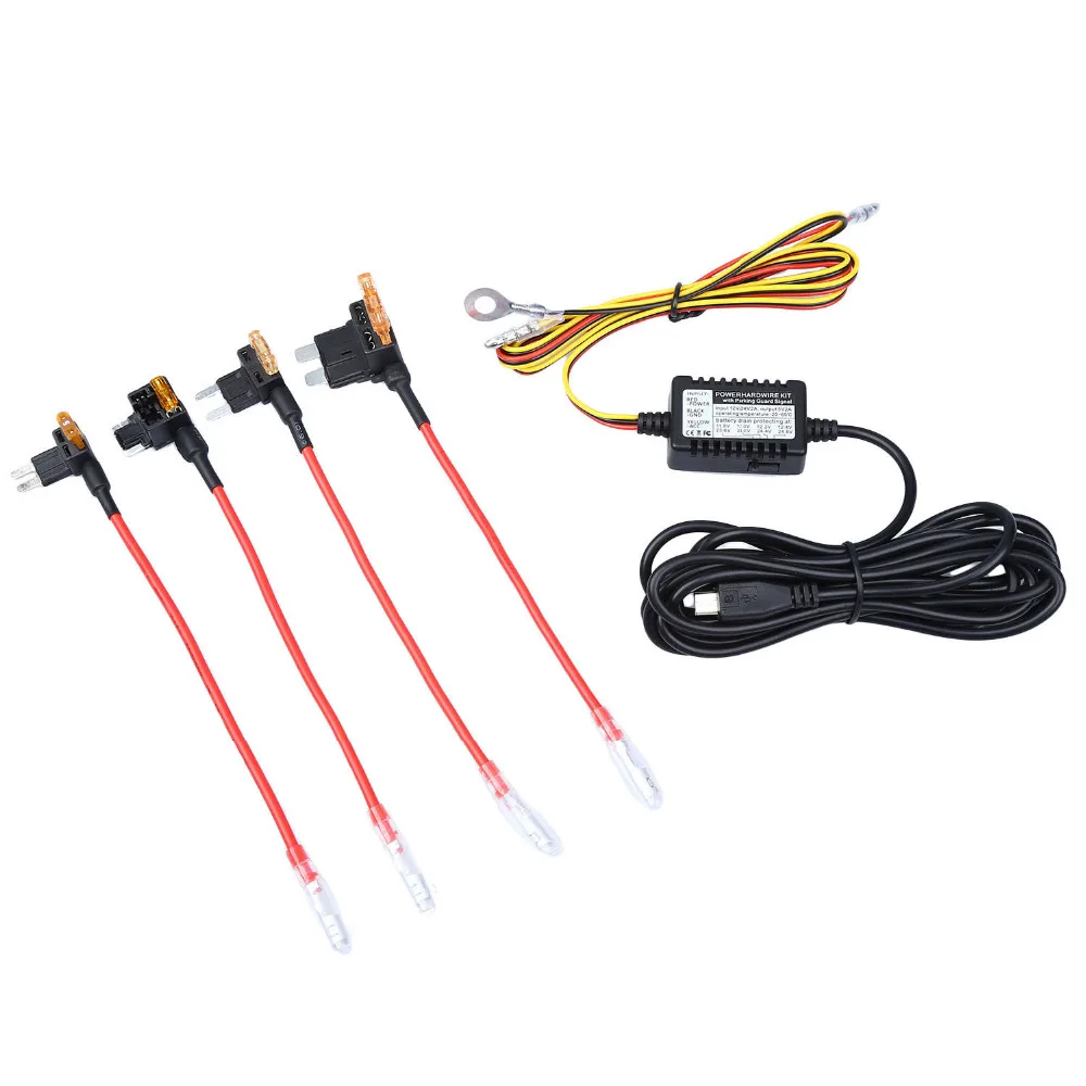 Universal Micro USB Hardwire Fuse Kit low voltage protection 12V to 5V Power Adapter Cable for Mini 0906 Dash camera for B1W
