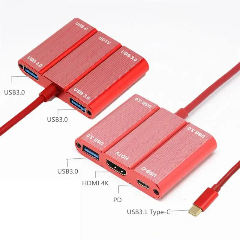 5 в 1 USB-C концентратор Тип с разъемами типа C и 3* USB3.0 HDMI конвертер 4 K HDMI для Macbook телефон Тип C устройства