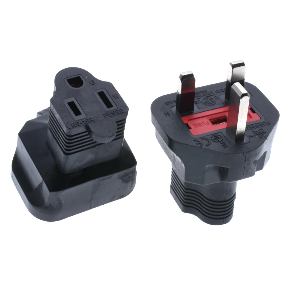 

UK 3-Pin Male to Nema 5-15R USA AC Power Adapter, BS1363A TO Nema 5-15R conversion plug, from PVC Material