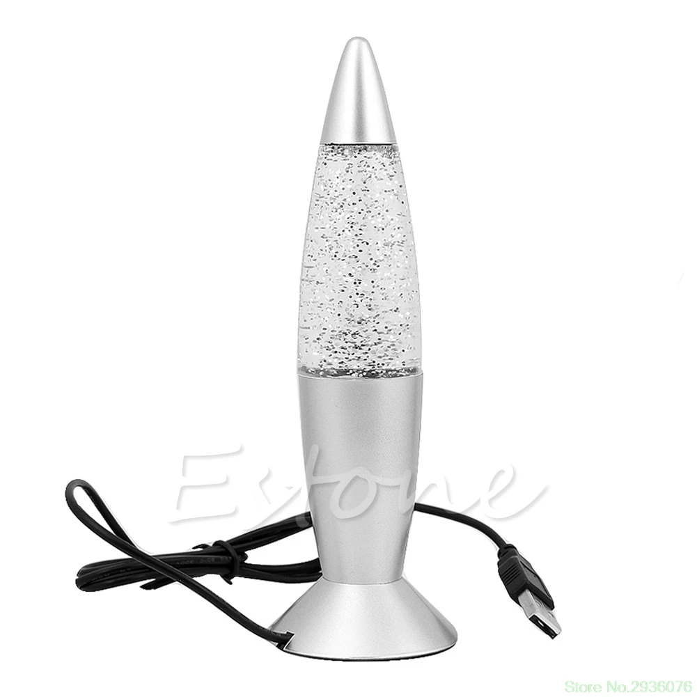 

New USB Multi-Color Changing Lava Lamp LED Glitter Party Mood Night Light Drop Ship 11