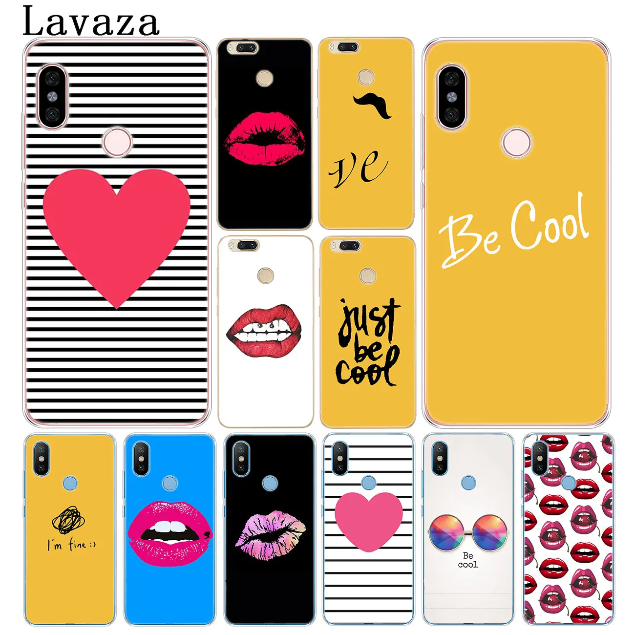 

Lavaza Line Text Beard Cute Yellow heart Lips Phone Case for Xiaomi Redmi k20 7A 6A 4A Note 7 5 6 Pro 4 4X Plus Cover