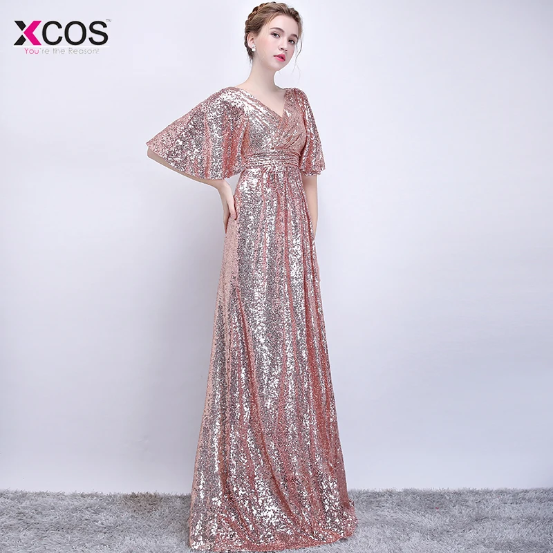 Блестящие платья для выпускного вечера 2018 роскошное розовое золото Vestidos De Festa