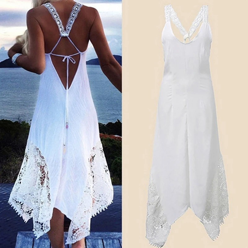 white halter beach dress