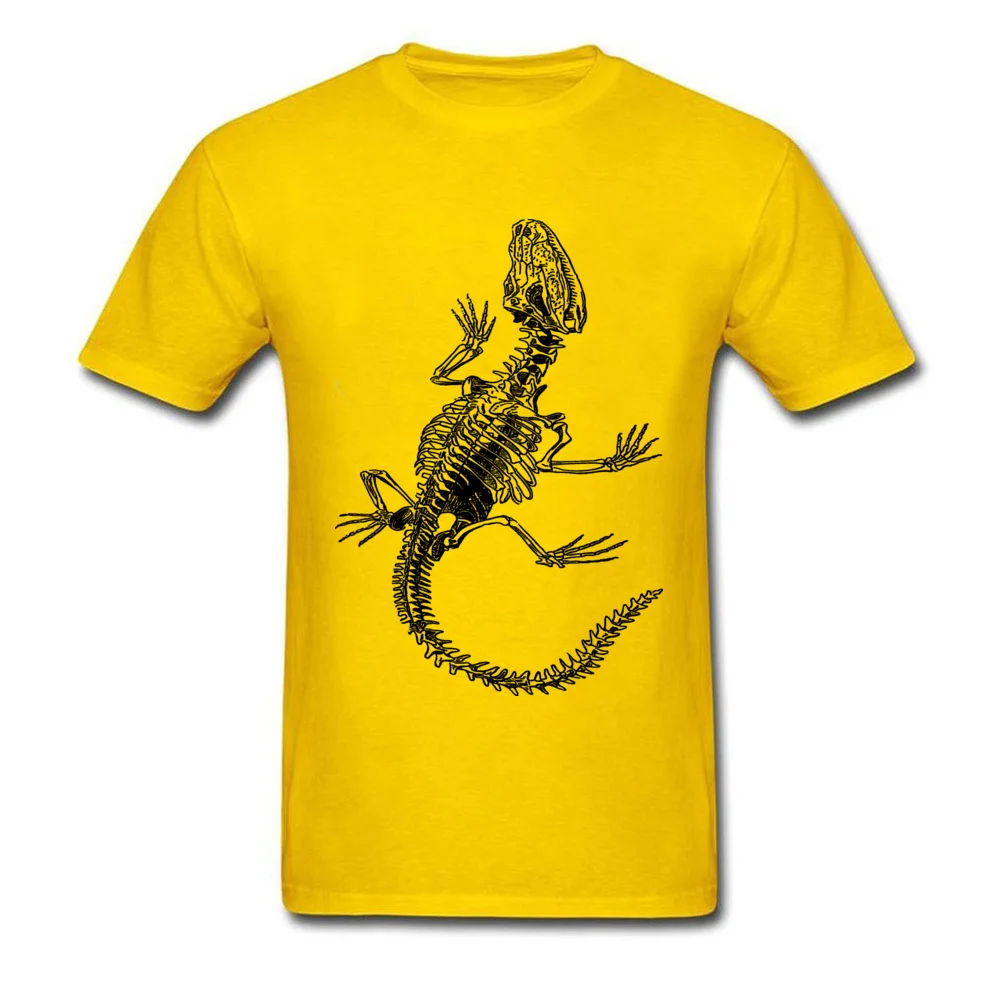 Printing Printed Summer 100% Cotton Round Collar Man T Shirt Casual Tee Shirt Prevailing Short Sleeve T-Shirt Top Quality Lizard by EncycloArt Reptile Skeleton Anatomy yellow