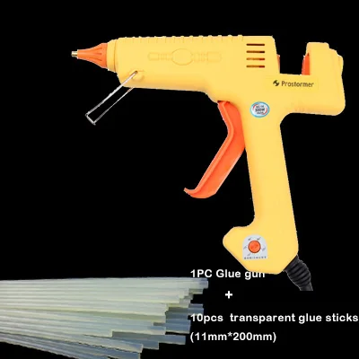 PROSTORMER клеевой пистолет с регулируемой температурой 300 Вт, горячий клеевой пистолет, быстро плавящиеся клеевые палочки 11 мм, медная насадка, мини инструмент для ремонта - Цвет: with 10pcs sticks