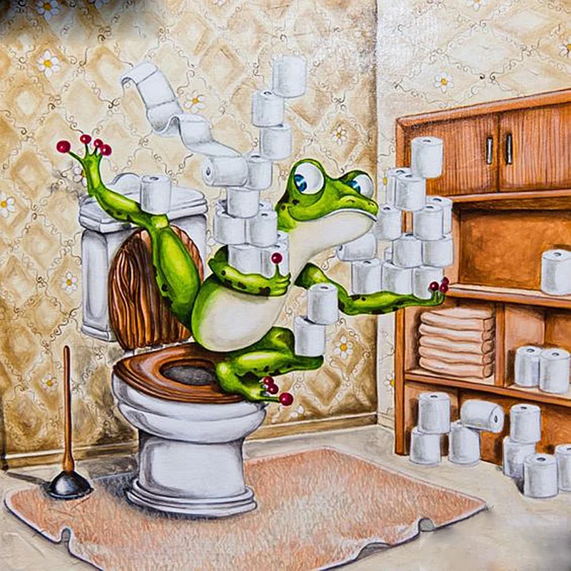 5D DIY Алмазная картина полная квадратная дрель "Туалет лягушка" вышивка крестиком подарок домашний декор - Цвет: Picture