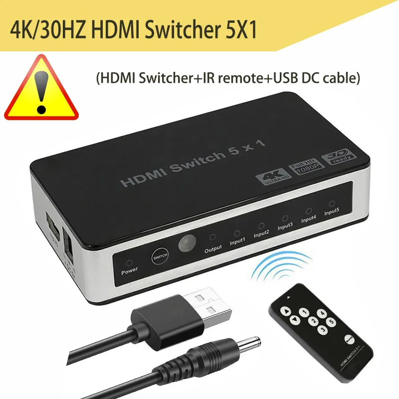 UHD HDMI 2,0 коммутатор 4X1 HDCP 2,2 HDMI KVM 2X1 HDMI 1080P коммутатор 3X1 5X1 HDMI для HDTV DVD PS4 ПК ноутбука STB - Цвет: 4K 30HZ HDMI 5X1