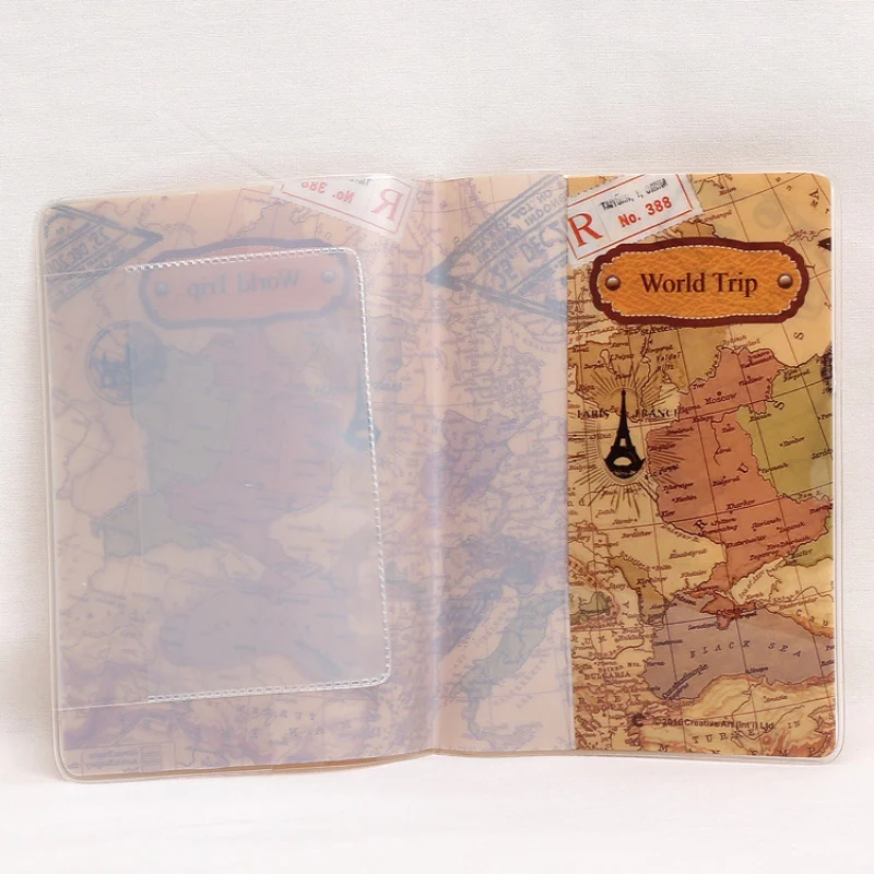 

2019 Men New PVC Leather Travel Passport Covers Case ID Card Bag World Trip Map Pattern Passport Holder Passport Wallets #D