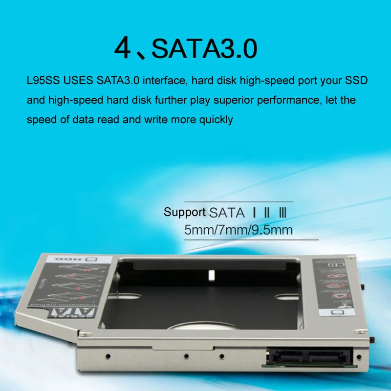 Для DELL N4050 N4030 M4010 N5010 M5110 N5110 SATA 3,0 2nd HDD Caddy ssd-адаптер DVD-ROM Optibay 12,7 мм Толщина