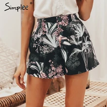 Женские шорты Simplee с цветочным принтом, повседневные женские шорты с высокой талией на резинке, для лета, актуальные в году
