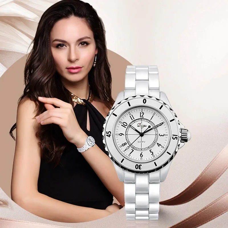 Luxury White Ceramic Water Resistant Classic Easy Read Sports Women