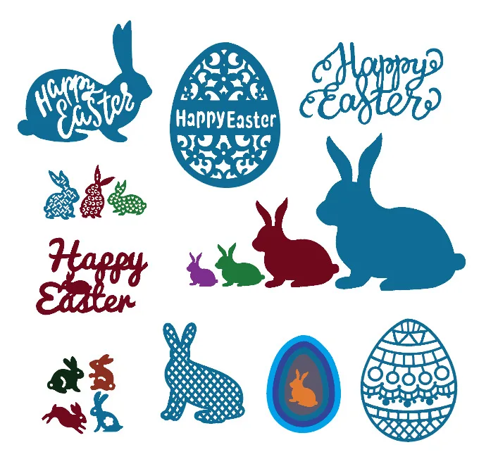 10 Style Easter Eggs Rabbit Metal Cutting Dies Stencils DIY Scrapbooking Embossing Paper Cards Die Cuts Photo Album Making Craft | Дом и сад