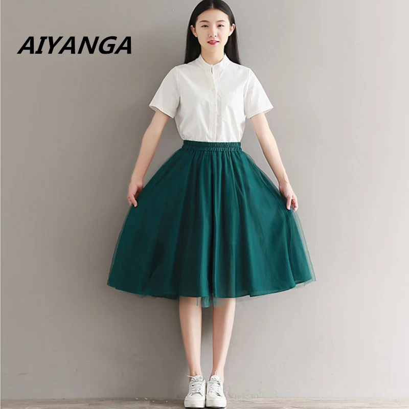 Breve elegante patchwork malla medio faldas largas para las mujeres 2017 verano elástico sólido tamaño grande ocasionales señoras faldas|long skirt|long skirts for womenskirts women - AliExpress