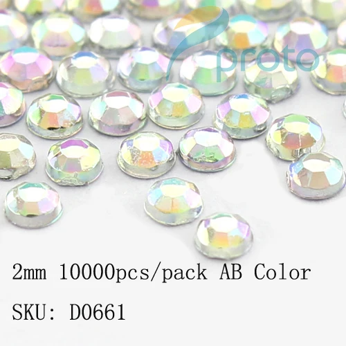 

150packs/lot 2.0mm AB Color Iridescent Round Nail Art Glitter Rhinestone Nail Art Decoration Wholesale D0661X