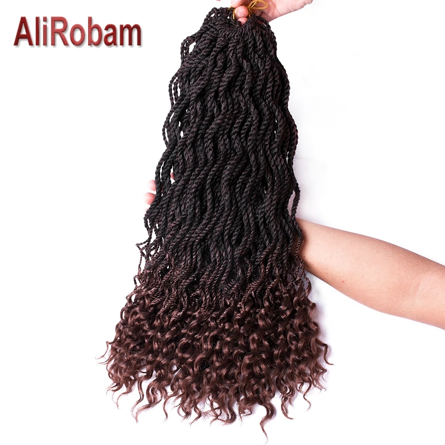 AliRobam Curly Senegalese Twist Ombre Dark Brown Crochet ...