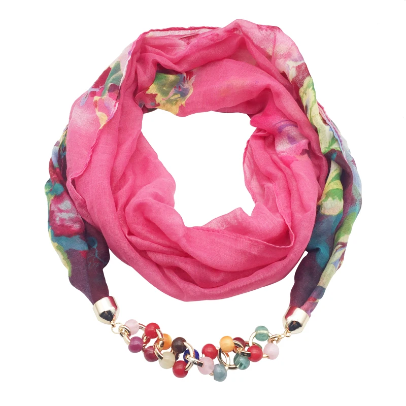 Модный женский шарф, ожерелье, бисер, подвеска, ювелирное изделие, бандана, этнический шарф, снуд, зимние женские аксессуары, разноцветный цветок