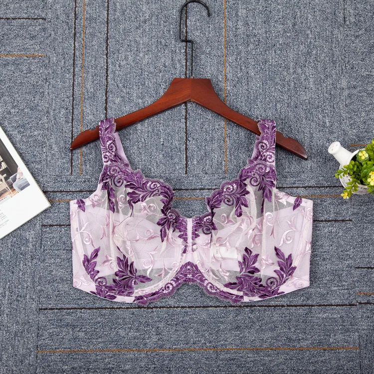 

Women's Bra Full Coverage Underwire Lace Floral Embroidery Unlined Bra Lingerie for Woman 34 36 38 40 C D DD DDD F G