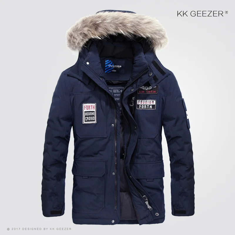 Winter Jacket Men Down White Jacket Duck Padded Parka Fur Hood Warm Thick Brands 2019 Loose Coats W