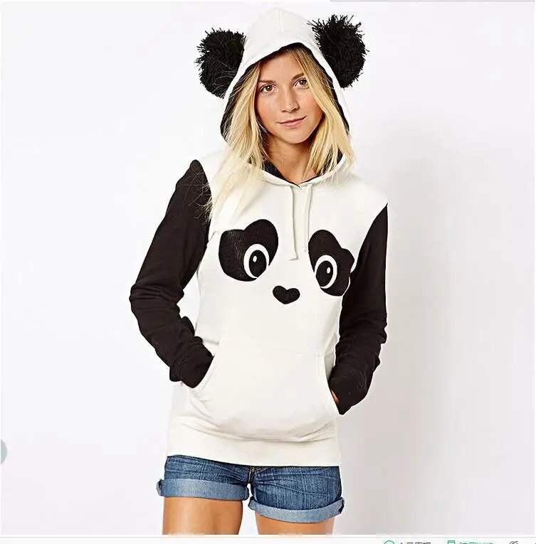 

casual comfortable cartoon panda hooded woman sweatshirt spring autumn long sleeve pullover female sweatshirt2