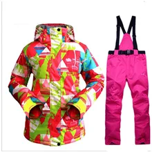 Зимний Спортивный Лыжный костюм для женщин, лыжный сноубординг, ветрозащитная Водонепроницаемая женская зимняя куртка и штаны