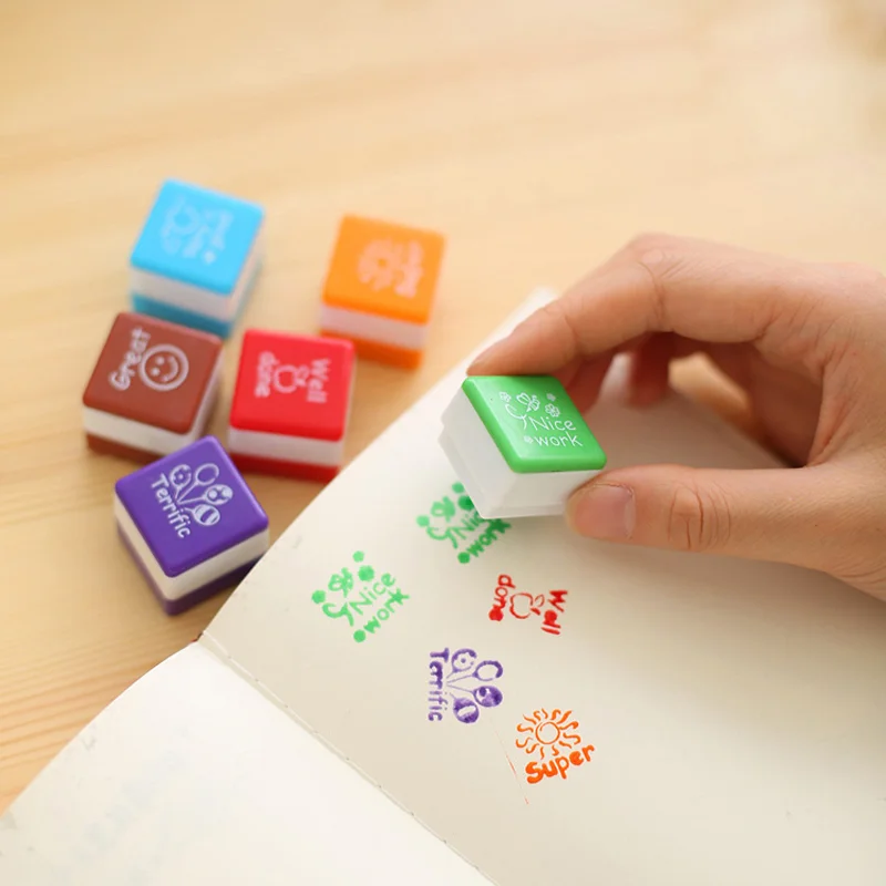 6pcs/set Stamps for Scrapbooking Self Inking Stamps Praise Reward