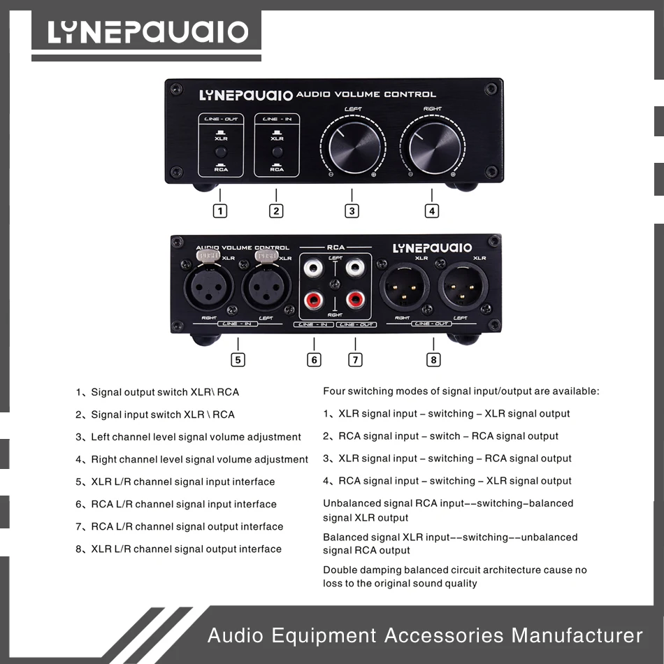 Hi-fi 2 в путе 2-выход аналоговый аудио коммутатор коробка XLR/RCA с регулятором громкости Пассивный предусилитель