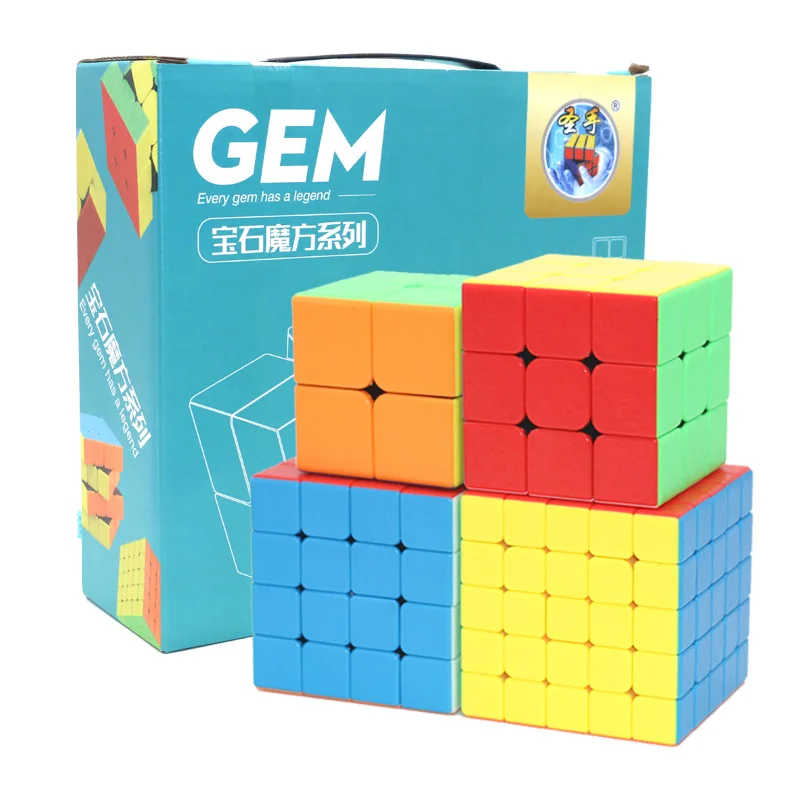 Оптовая продажа 4 шт./лот GEM Magic Cube 2x2 3x3 4x4 5x5 подарок один посылка красочные