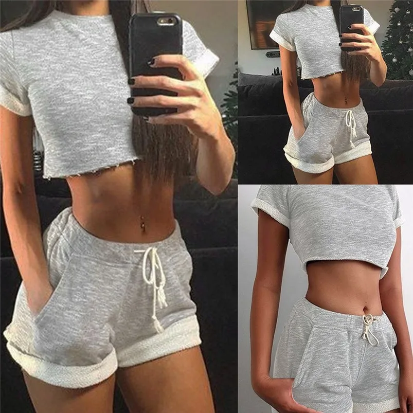 two piece set tracksuit for women Casual Tracksuit Sweatshirt Pants Sets Sport short Sleeve Wear Casual Suit women sets D19 (5)