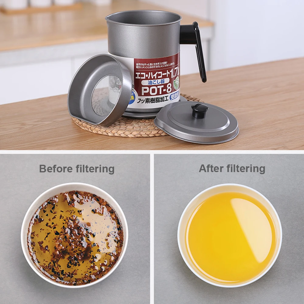 

Sifter Stainless Steel Kitchen Oil Filter Lard Tank Frying Filter Leak-Proof Oil Pot Home Multi-Function Kitchen Filter Pot