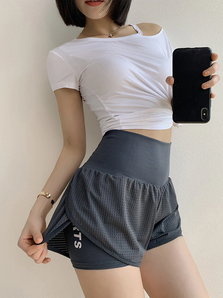 TRY TO BN Women's Shorts Quick Drying Slim Fit High Waist Shorts High Elasticity Breathable Workout Fitness Spodenki Damskie