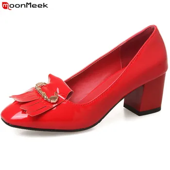 

MoonMeek 2018 new fashion spring autumn female shoes high heels square toe square heel simple women pumps wedding shoes