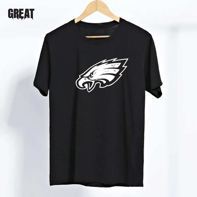 Men's Shirt 2019 Summer Fashion Casual Loose Short Sleeve Cotton Round Neck T-Shirt Personality Eagle Pattern Black T-Shirt Men