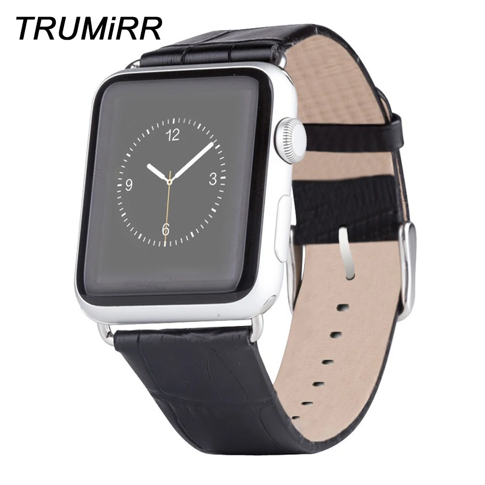 

22mm 24mm Genuine Leather Watch Band Strap Bracelet with Connector Link Adapter for iWatch Apple Watch Sport Edition 38mm 42mm