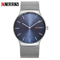 Мужские часы Для мужчин синий Сталь сетки кварц-часы модные Бизнес Для мужчин s часы лучший бренд класса люкс Водонепроницаемый Наручные